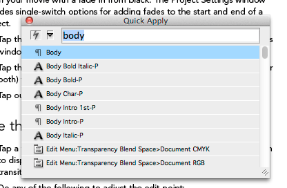 Indesign quick style